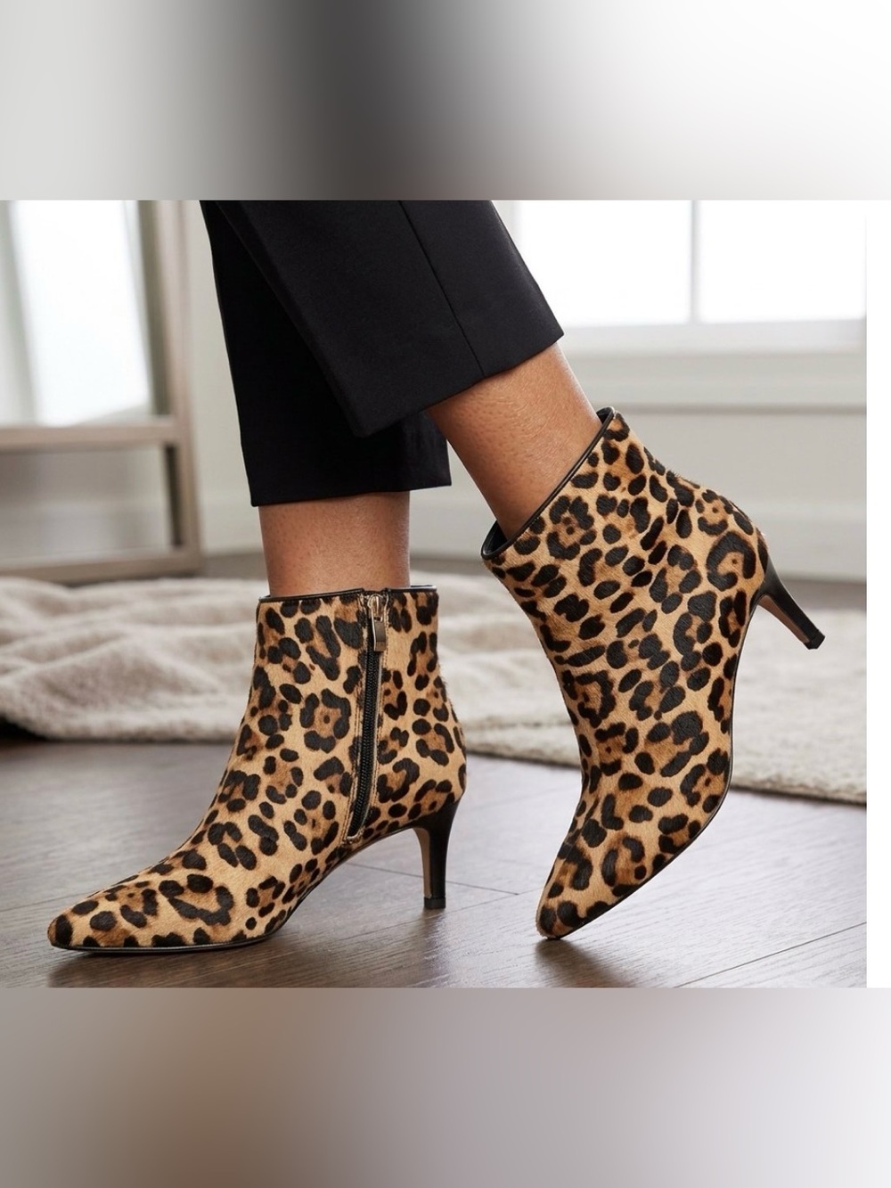 Nine West Sheeba Leopard Kitten Heel Ankle Booties, NIB 7 M